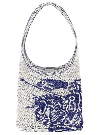 Burberry Equestrian Knight Crochet-knit Bag In White