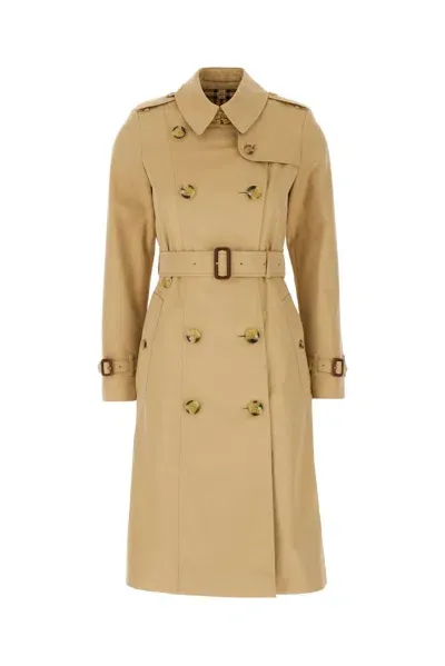 Burberry Double Breasted Belted Trench Coat In Beige