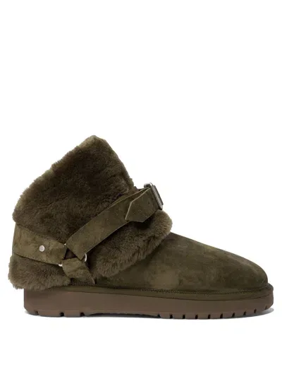 Burberry Elegant Suede Ankle Boots With Fur Lining In Green