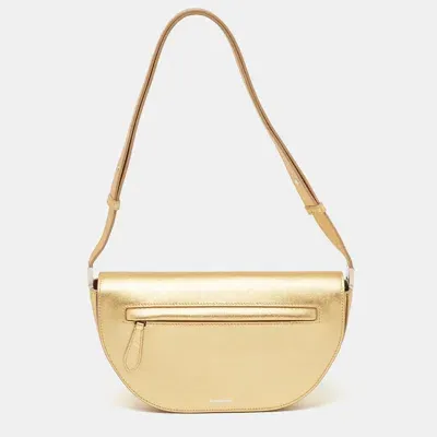 Pre-owned Burberry Gold Leather Small Olympia Shoulder Bag