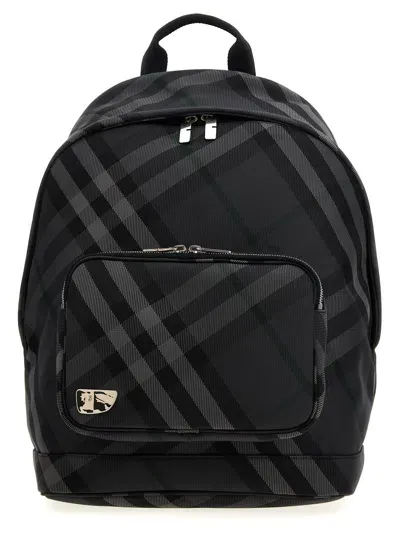 Burberry Grid Backpacks In Gray