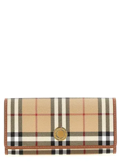 Burberry Logo Plaque Checked Wallet In Multi