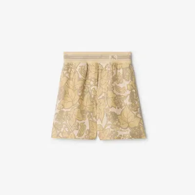 Burberry Ivy Silk Shorts In Flax