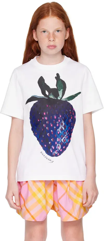 Burberry Kids White Strawberry T-shirt