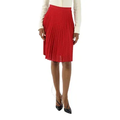 Burberry Ladies Bright Red Monogram Print Plated Skirt In Rot