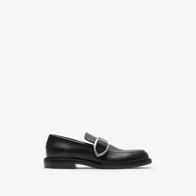 Burberry Leather Cobble Loafers In Black