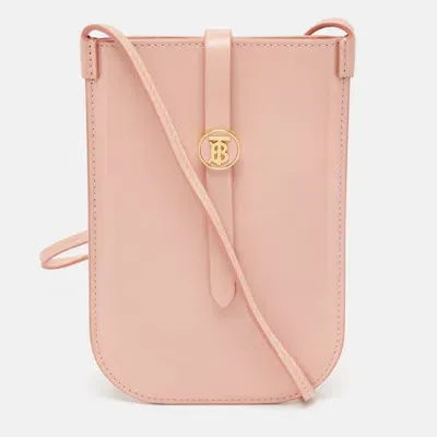 Pre-owned Burberry Light Leather Anne Phone Crossbody Bag In Pink