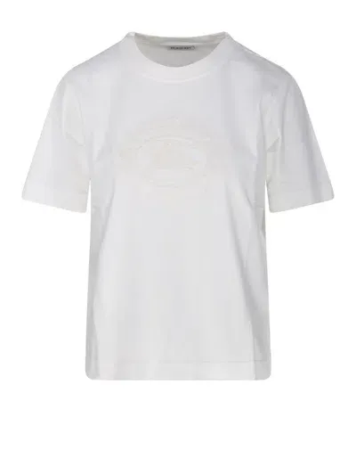 Burberry Logo Embroidered Crrewneck T In White