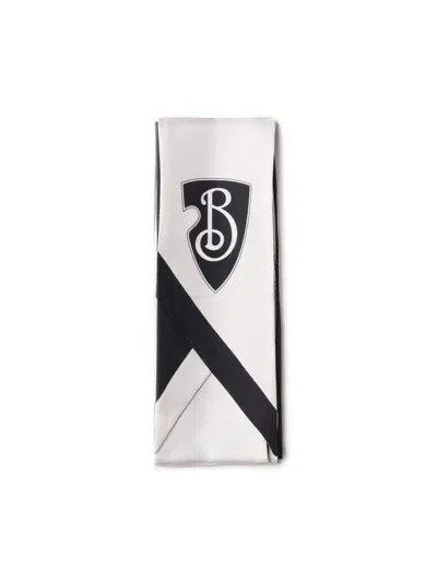 Burberry Logo Printed Scarf In Grey