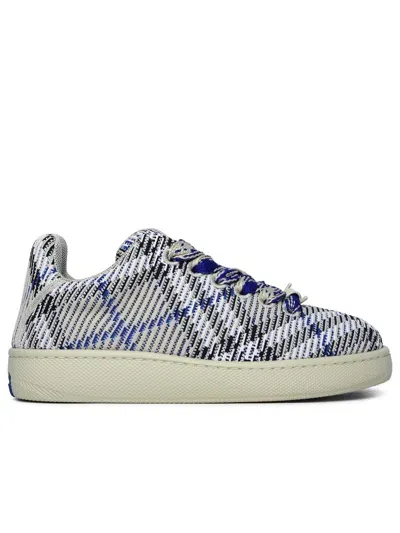 Burberry Man Embroidered Fabric Box Sneakers In Blue