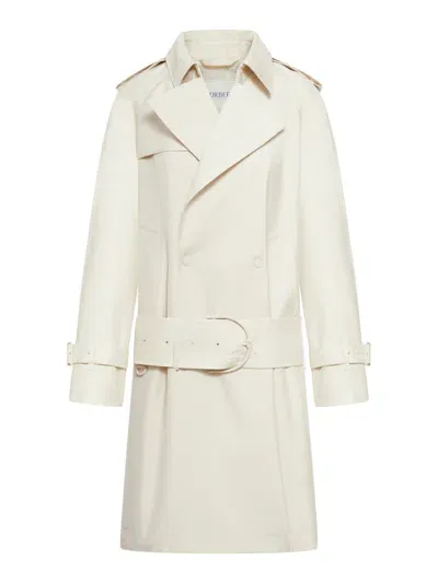 Burberry Medium Trench Coat In Silk Blend In Nude & Neutrals