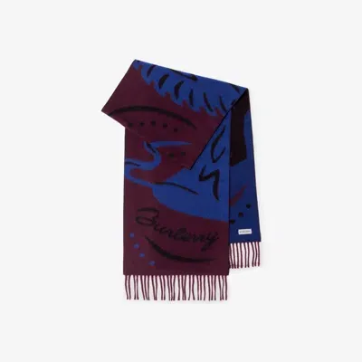 Burberry Mirrored Horse Cashmere Scarf In Cranberry