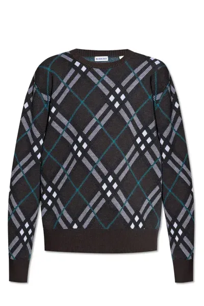 Burberry Plaid-check Wool-blend Sweatshirt In Green