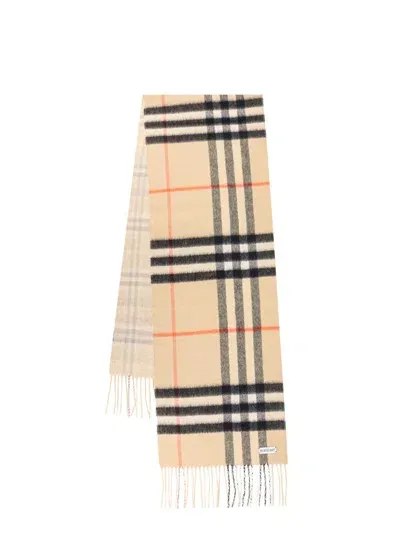 Burberry Reversible Checked Fringed Scarf In Multi