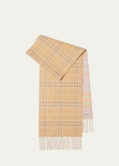 Burberry Reversible Giant Check Cashmere Scarf In Flax Melange Cameo