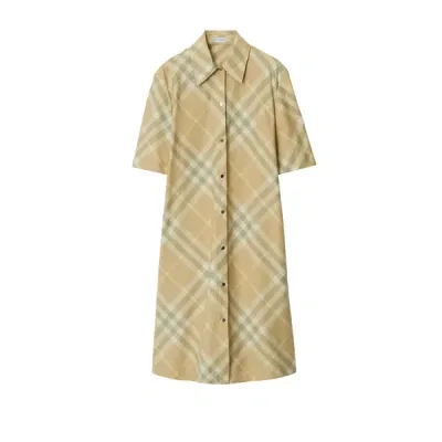 Burberry Robe À Carreaux En Coton In Brown