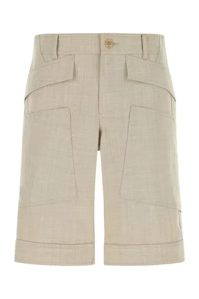 Burberry Sand Wool Bermuda Shorts In Beige