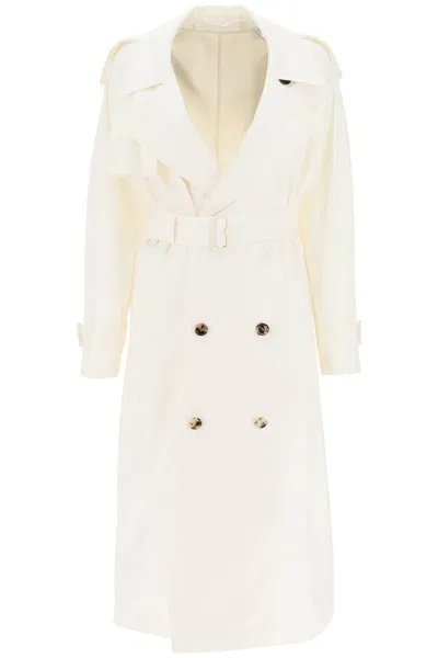 Burberry Silk Trench Coat In White