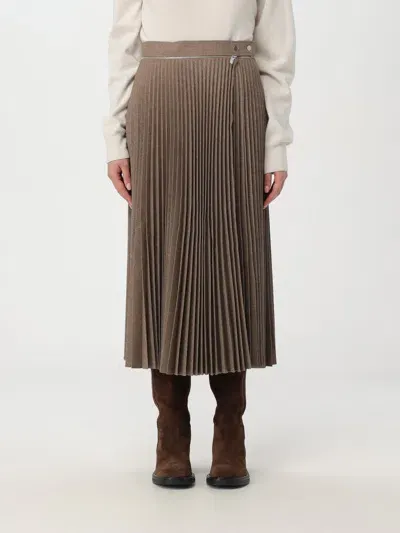 Burberry Wool Blend Pleated Skirt In Braun