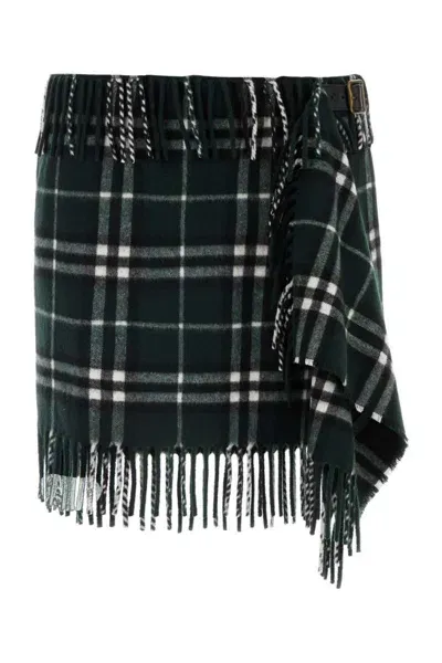 Burberry Checked Fringed In Multi