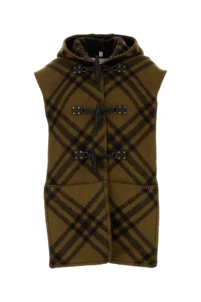 Burberry Checked Hooded Cape In Multi