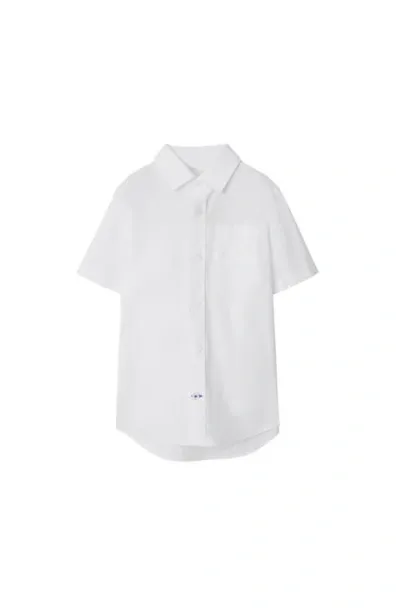 Burberry Kids'  Stretch Cotton Shirt In White