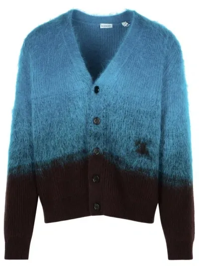 Burberry Teal Wool Blend Cardigan In Green