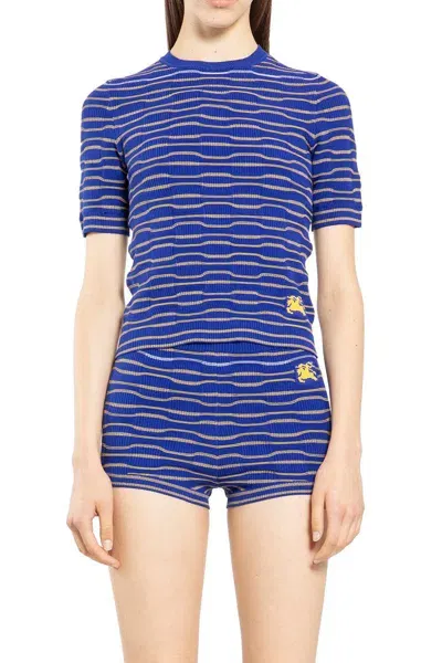 Burberry Striped Knitted Mini Shorts In Blue