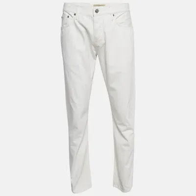 Pre-owned Burberry White Cotton Straight Fit Pants Xl