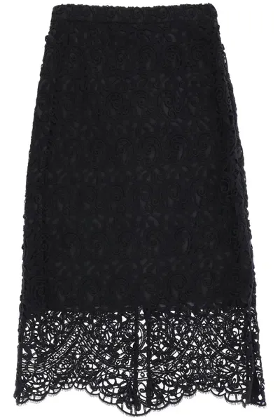 Burberry Women's Macrame Lace Pencil Skirt In Black