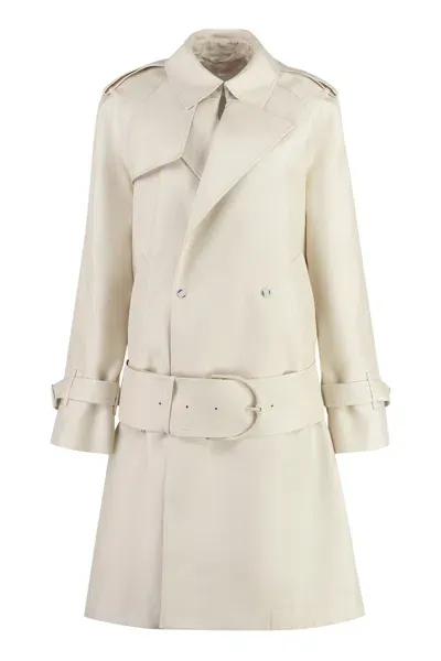 Burberry Medium Silk Blend Trench Coat In Ivory