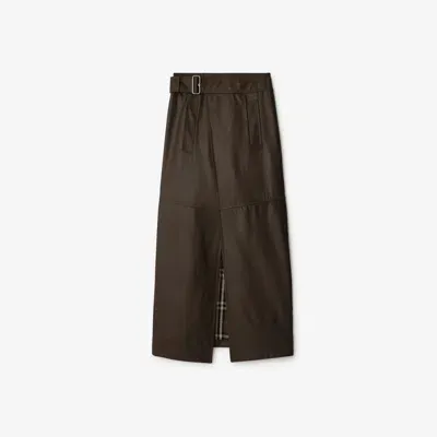 Burberry Nylon & Wool Midi Skirt In Bramble