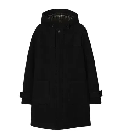 Burberry Hooded Wool Coat In Multicolor