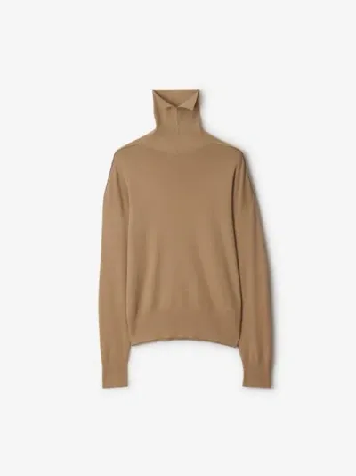 Burberry Roll-neck Wool Jumper In Beis