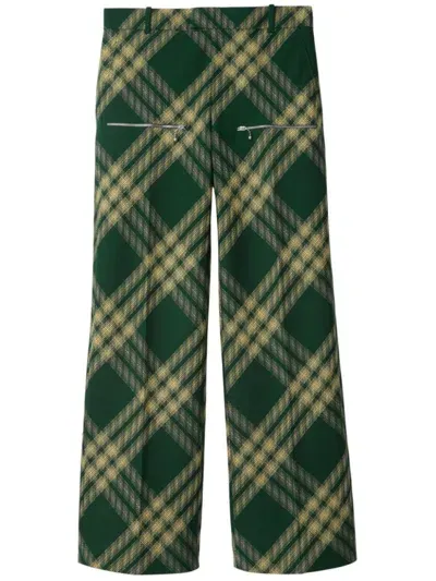 Burberry Wool Check Trousers In Primrose