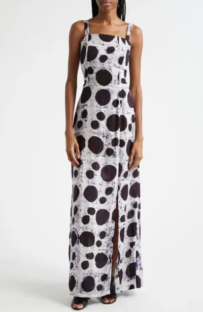 Busayo Ajayi Sleeveless Dot Print Dress In Indigo Blue, White