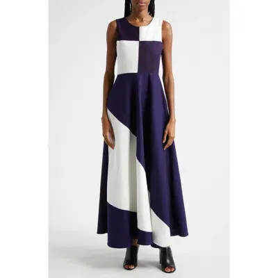 Busayo Dami Colorblock A-line Dress In Indigo Blue, White