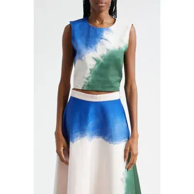 Busayo Enitan Sleeveless Crop Top In Blue Multicolored