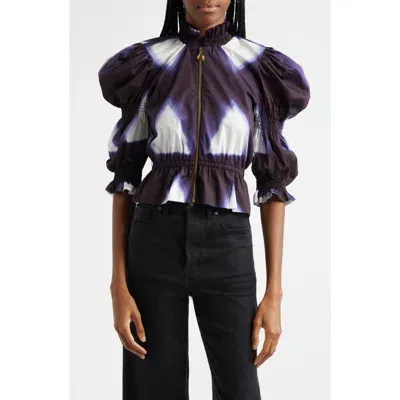 Busayo Oreola Peplum Top In Indigo Blue, White