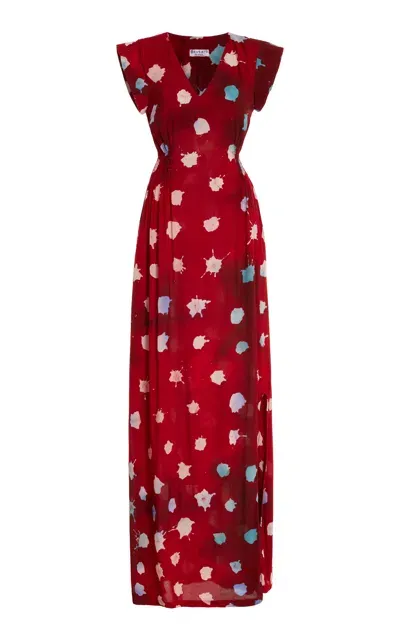 Busayo Tokunbo Splash-dyed Crepe Maxi Dress In Red