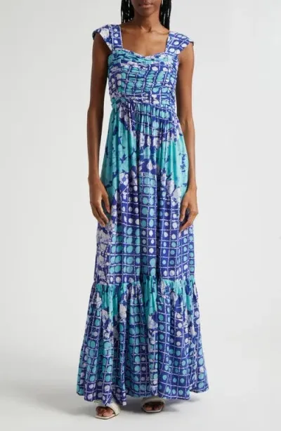 Busayo Tunde Maxi Dress In Blue Multi