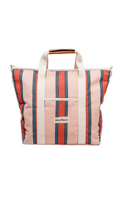 Business & Pleasure Cooler Tote Bag In Bistro Dusty Pink Stripe