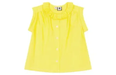 Busy Bees Babies'  Iris Ruffle Top In Yellow Dot