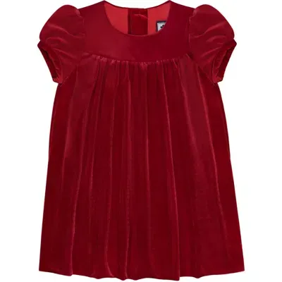 Busy Bees Babies'  Matilda Puff Sleeve Dress In Red Velvet