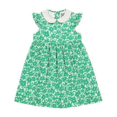 Busy Bees Babies'  Riley Peter Pan Collar Dress In Green Poppy