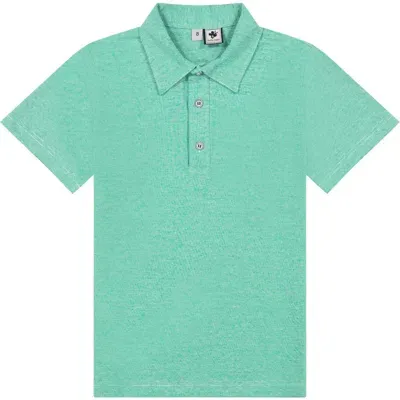 Busy Bees Babies'  Short Sleeve Polo In Green Chambray