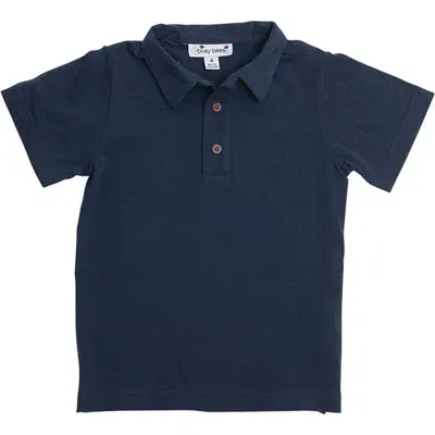 Busy Bees Babies'  Short Sleeve Polo In Navy Knit