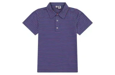 Busy Bees Kids'  Short Sleeve Polo In Navy Mini Red Stripe