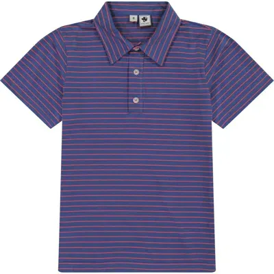 Busy Bees Babies'  Short Sleeve Polo In Navy Mini Red Stripe