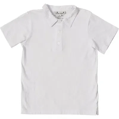 Busy Bees Babies'  Short Sleeve Polo In White Knit